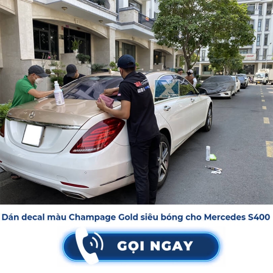 Dán Decal Màu Champage Gold Siêu Bóng Cho Mercedes S400